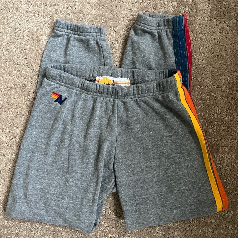 Women’s Gray Aviator Nation Sweatpants with Rainbow Stripes
